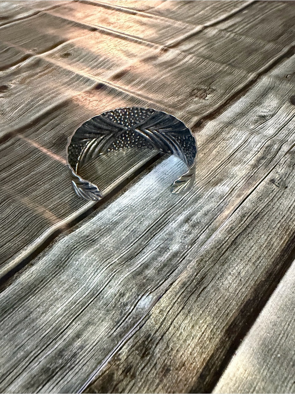 Textured Silver Chevron Cuff Bracelet - Picture 3 of 3